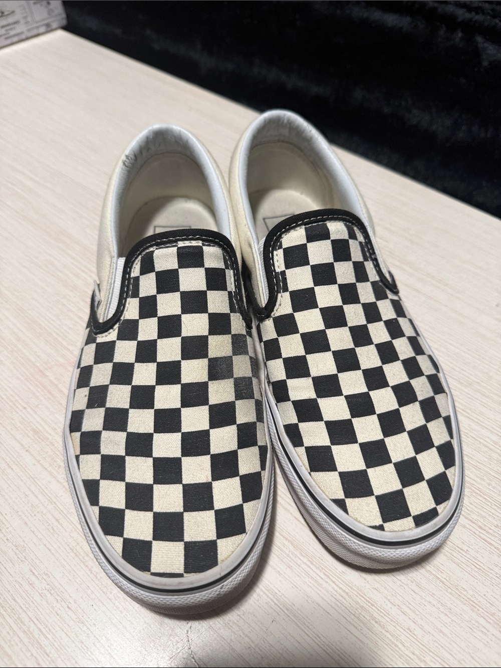 Vans Black & White Check Slip-On Canvas Shoes